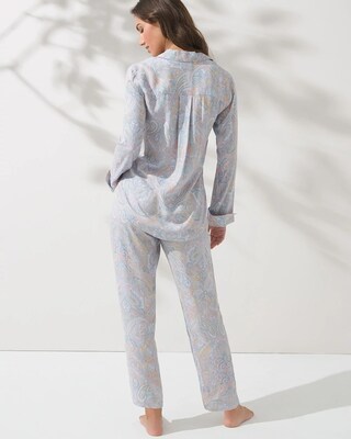 Notch-Collar Pajama Set