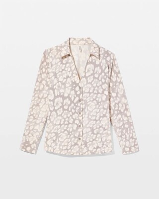 Long-Sleeve Notch Collar Pajama Top click to view larger image.