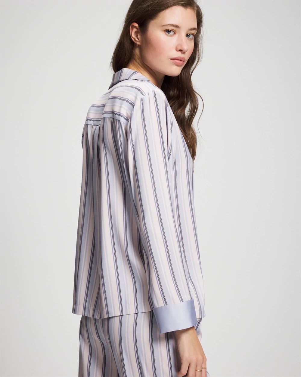 Satin Long-Sleeve Notch Collar