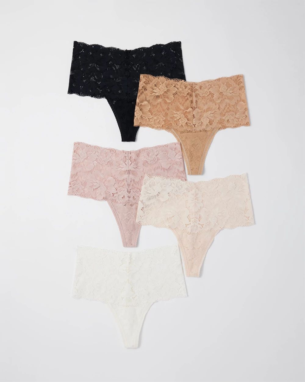 High-Waist Thong Panty with Signature Lace 5 Pack