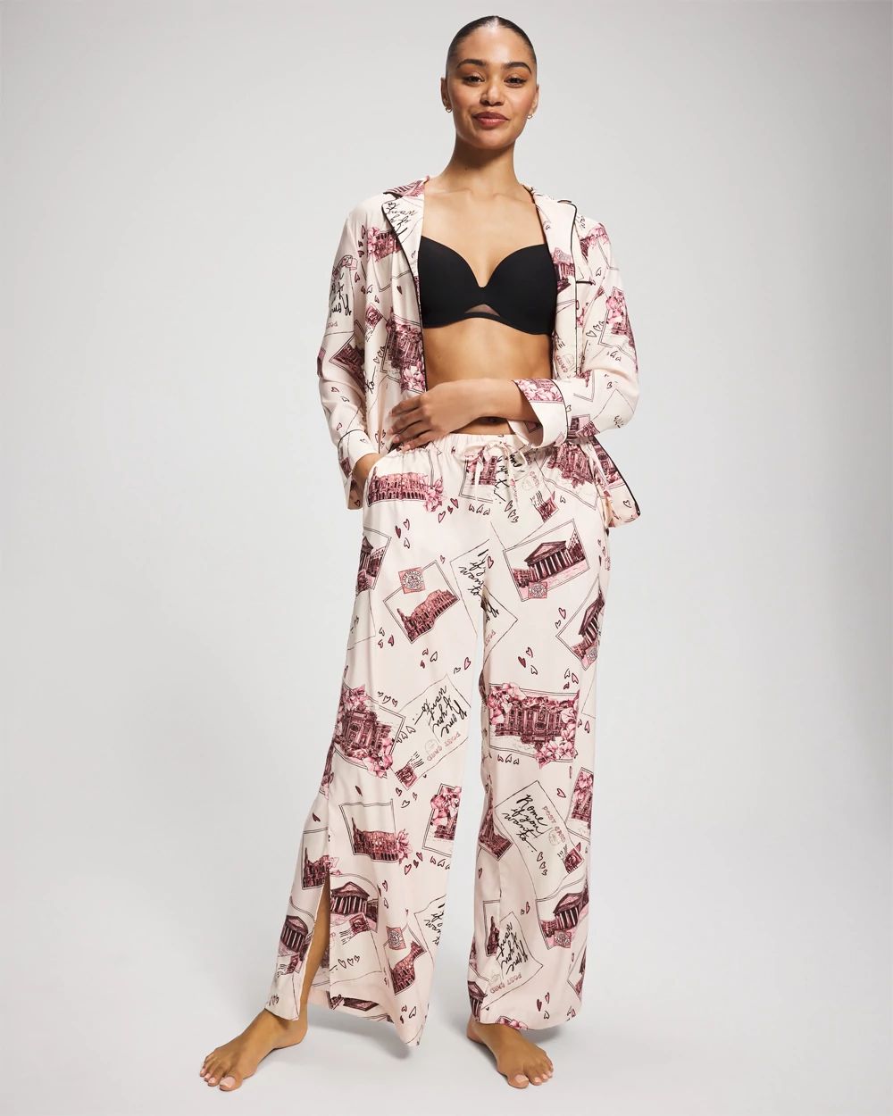 Satin Side Slit Pajama Pants