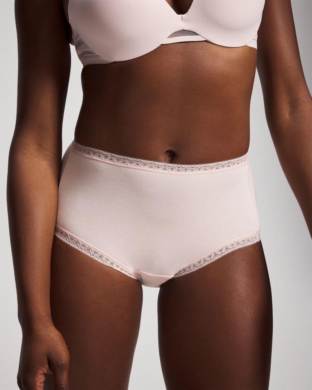 Cotton Brief Panty with Lace Trim