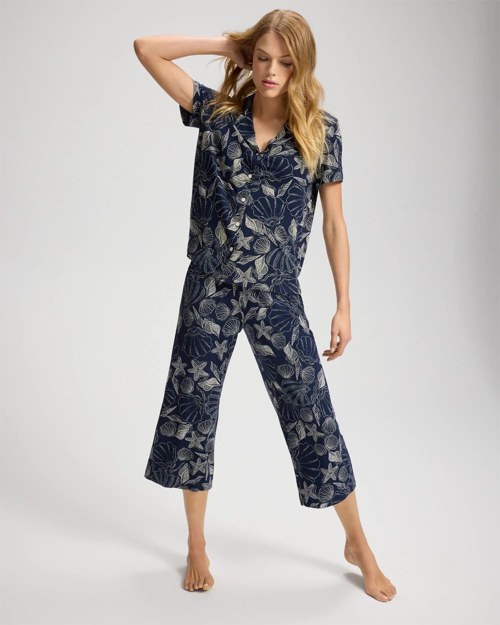 Cool Nights Short Sleeve Notch Collar Pajama Top