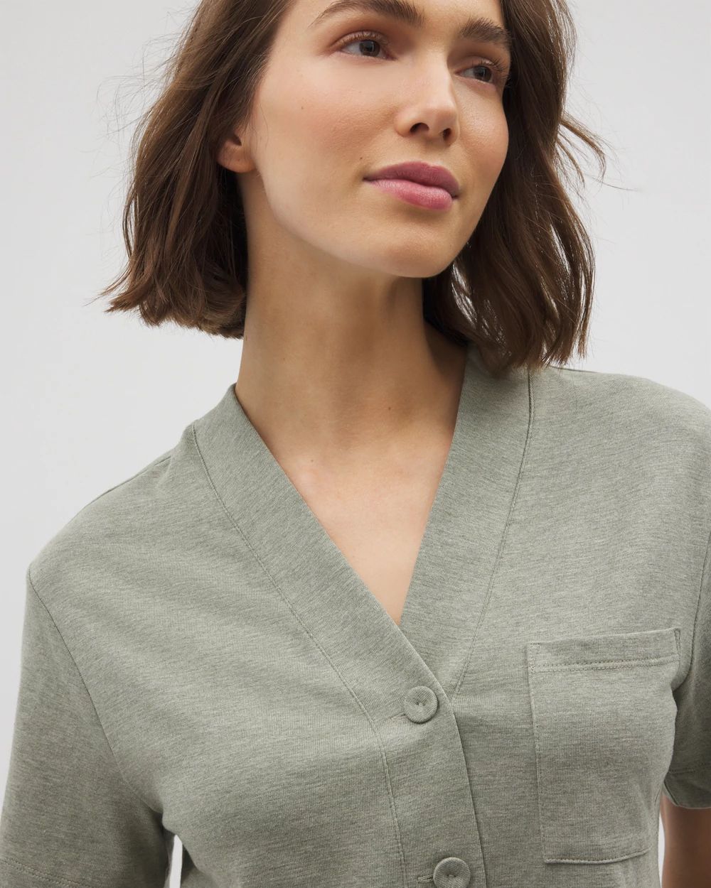 Most Loved Cotton Button-Front Pajama Tee