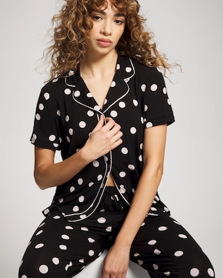 Short Sleeve Notch Collar Pajama Top click to view larger image.