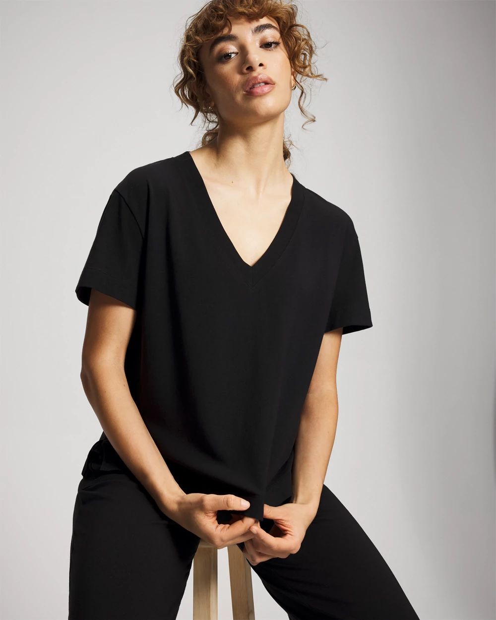 Most Loved Cotton Relaxed V-Neck Short Sleeve Pajama Tee