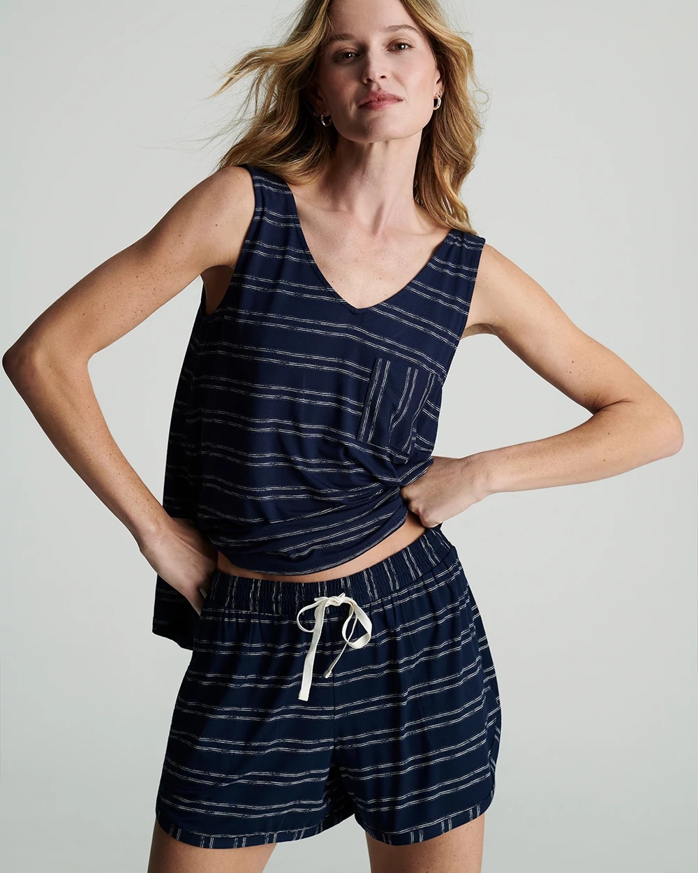 Curved Hem Pajama Shorts