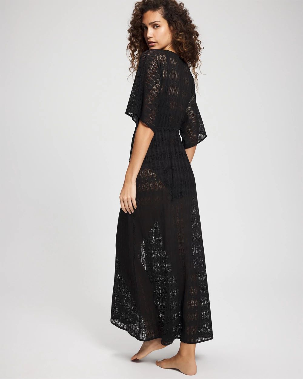 Bleu Rod Sunkissed Crochet Open-Front Caftan