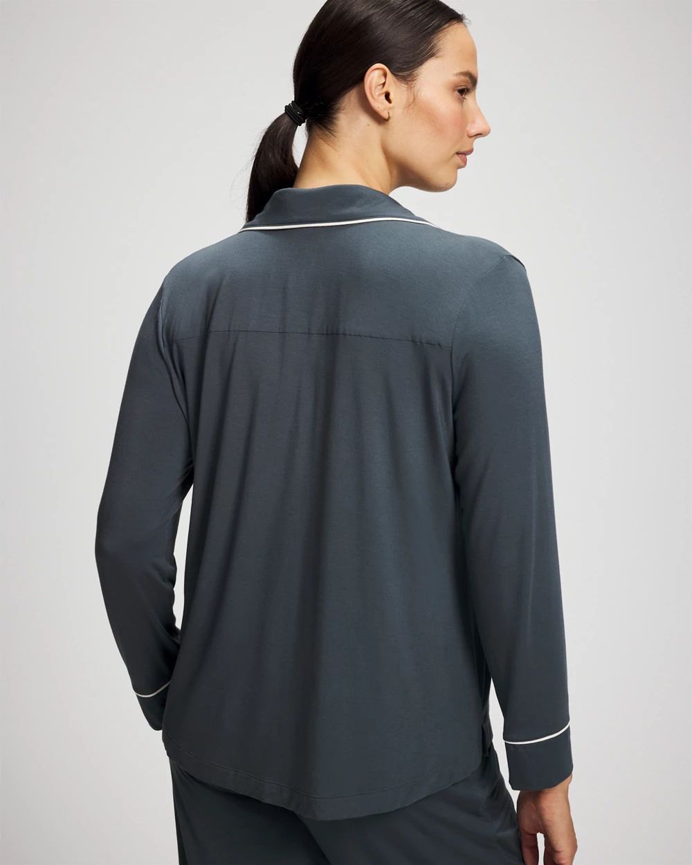 Cool Nights Long-Sleeve Notch Collar Pajama Top