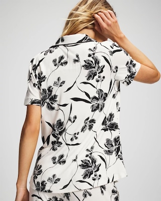 Piped Short Sleeve Notch Collar Pajama Top click to view larger image.
