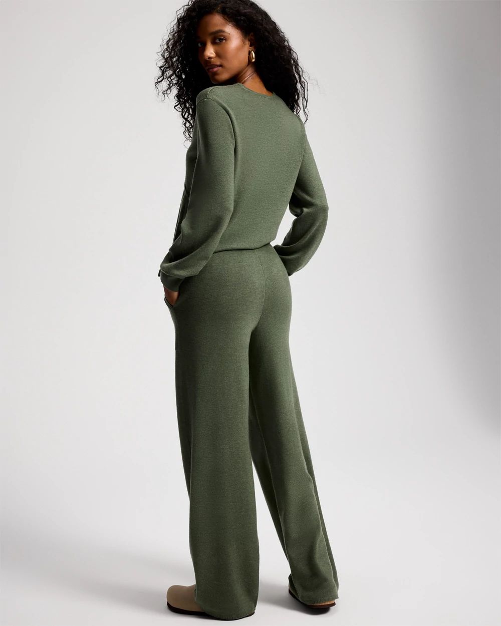 Sweater Knit Straight Leg Pants click to view larger image.
