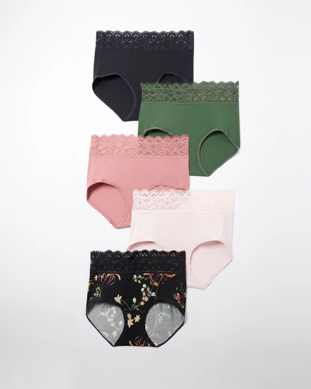Embraceable Brief Panty with Super Soft Enchanting Lace 5 Pack