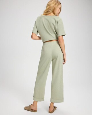 Slub French Terry Relaxed Wide Leg Ankle Pants click to view larger image.