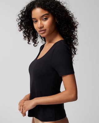 Short Sleeve Scoop-Neck Bra Top