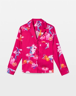 Long-Sleeve Notch Collar Pajama Top click to view larger image.