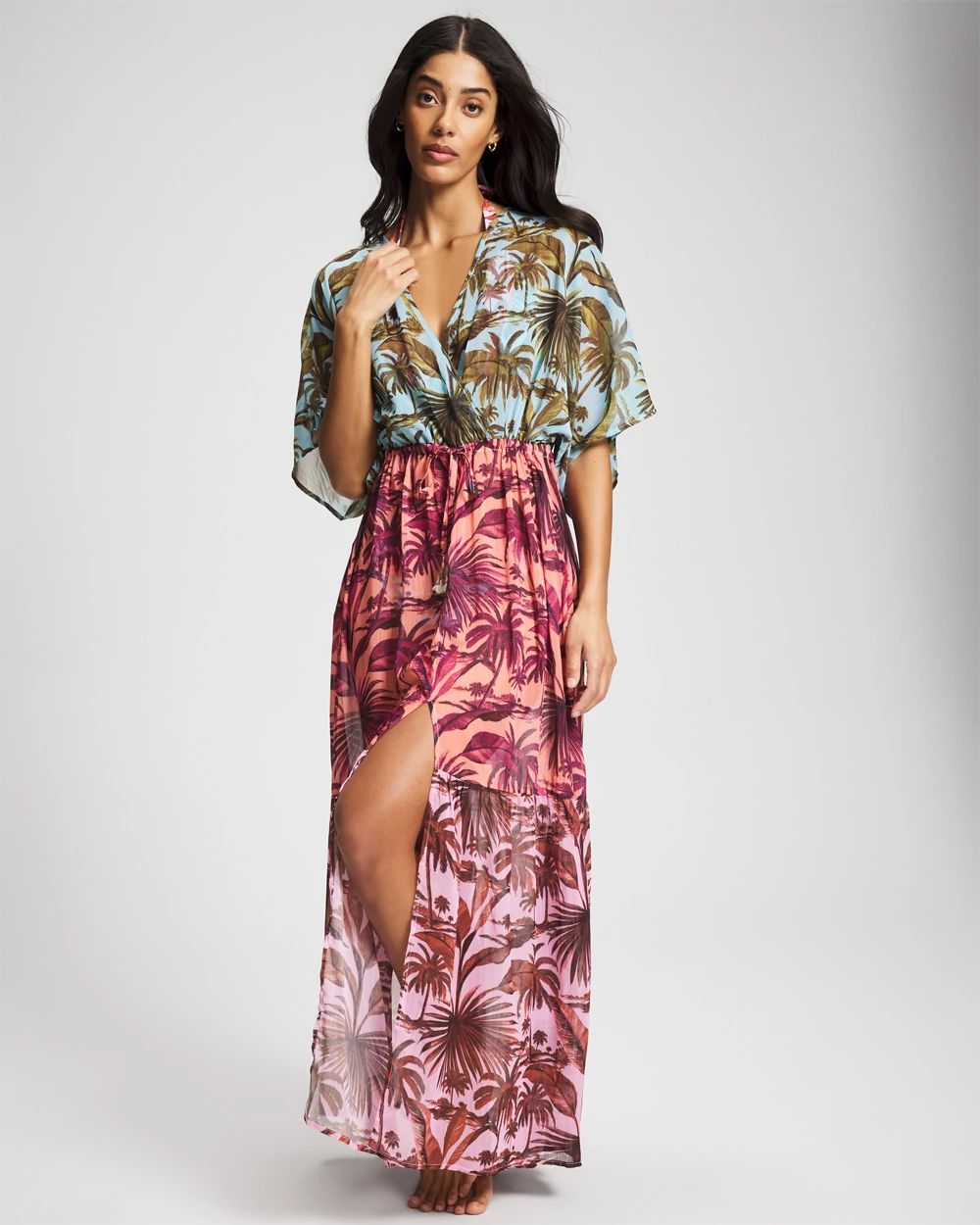 Bleu Rod Beattie White Lotus Chiffon Cover Up Dress