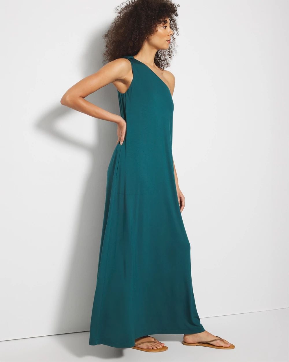 Soft Jersey One-Shoulder Maxi Bra Dress