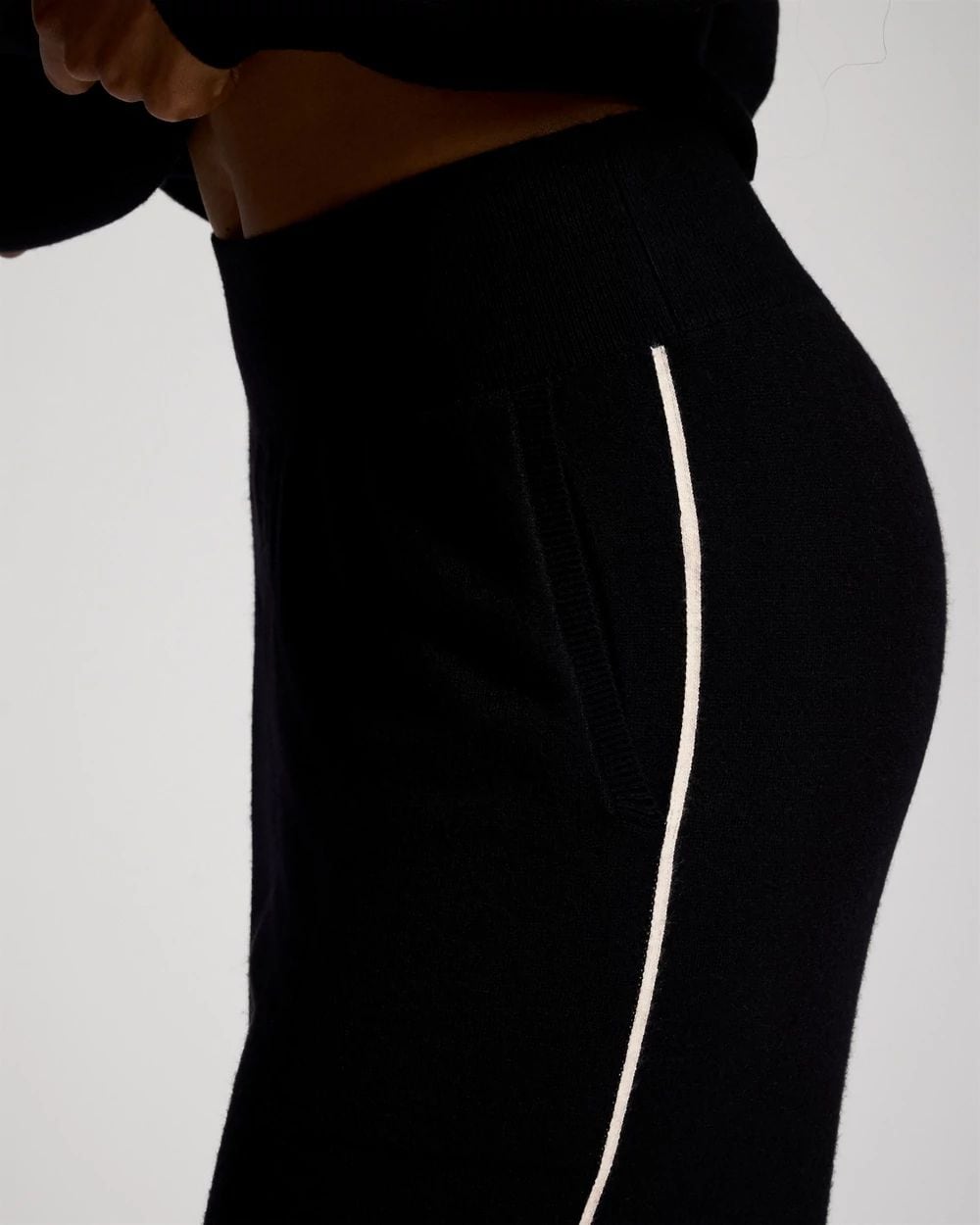 Sweater Knit Contrast Stitch Straight Leg Pants click to view larger image.