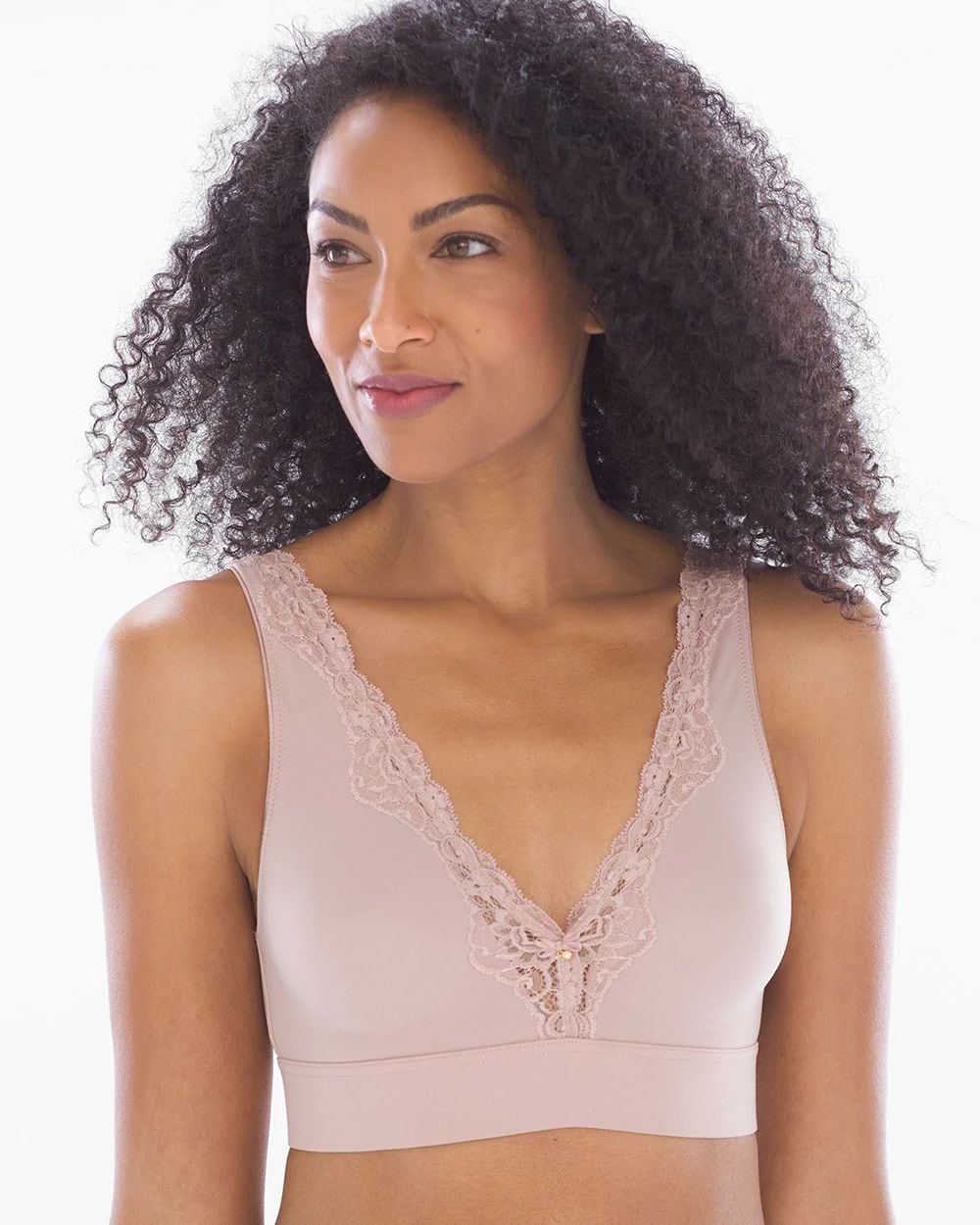 Wireless Plunge Lace Trim Bra