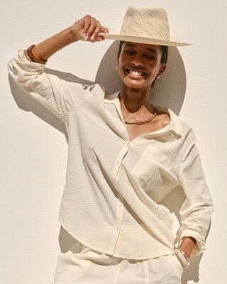 Textured Stripe Relaxed Collared Shirt