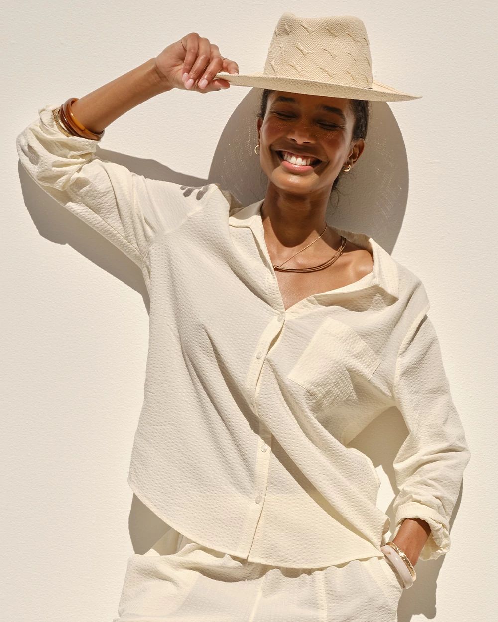 Textured Stripe Relaxed Collared Shirt