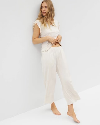 Slub Wide Leg Pajama Crop click to view larger image.