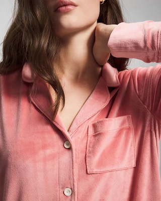 Long-Sleeve Notch Collar Sleepshirt click to view larger image.