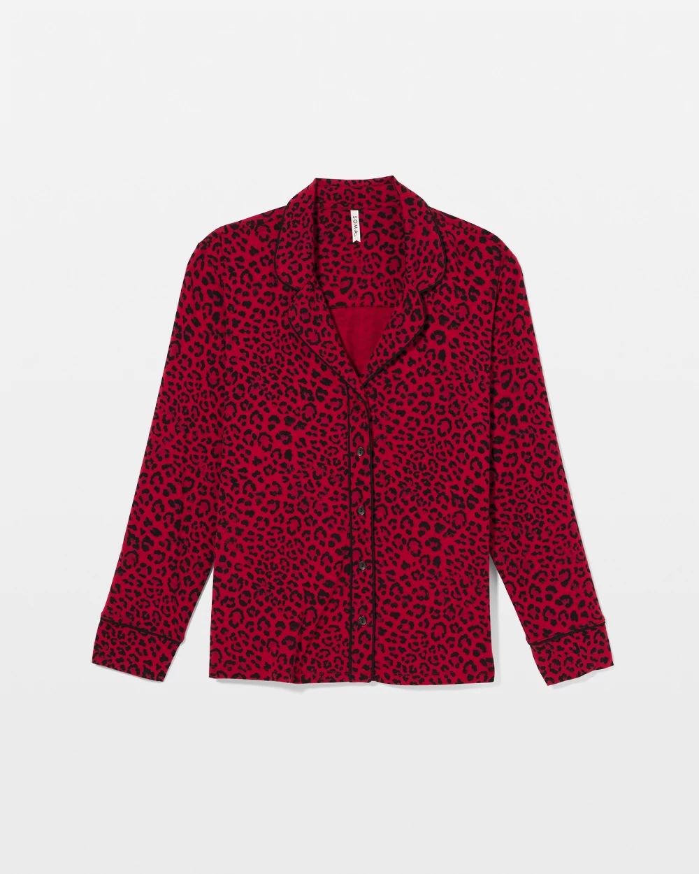 Cool Nights Long Sleeve Notch Collar with Piped Placket Pajama Top click to view larger image.