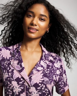 Short Sleeve Notch Collar Pajama Top click to view larger image.