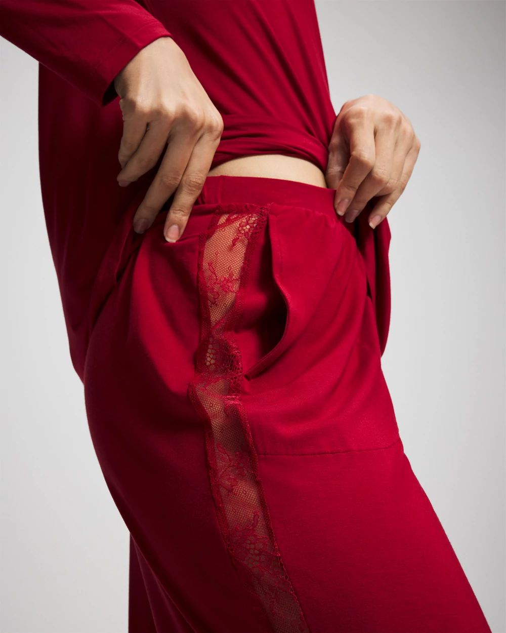 Lace Relaxed Wide Leg Pajama Pant click to view larger image.