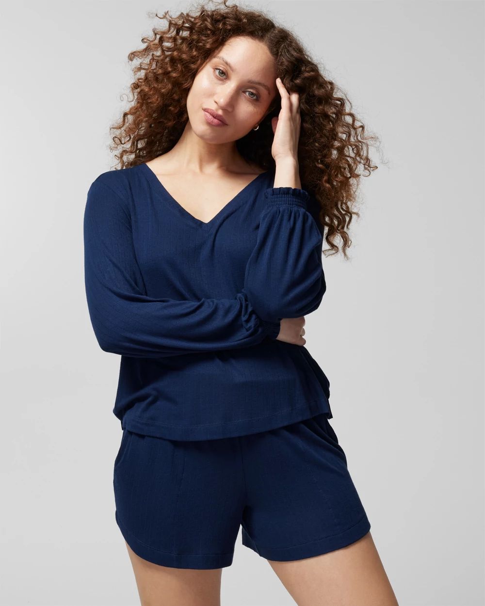 Pointelle Long Sleeve Pajama Top click to view larger image.