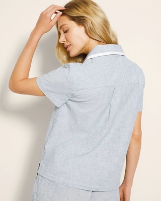 Short-Sleeve Notch Collar Pajama Top click to view larger image.