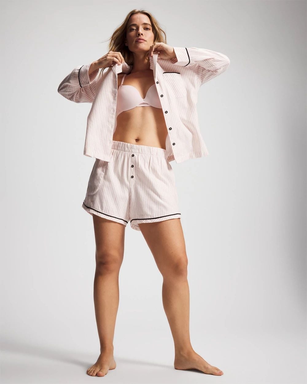 Flannel Velvet Piped Boxer Pajama Short