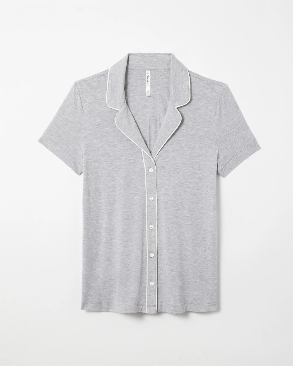 Cool Nights Solid Short Sleeve Notch Collar Pajama Top