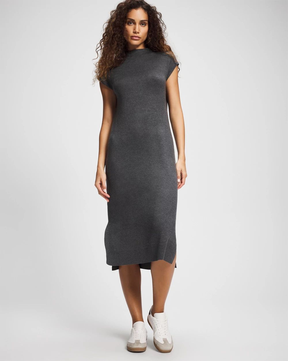 Premier Knit Sweater Funnel Neck Midi Dress