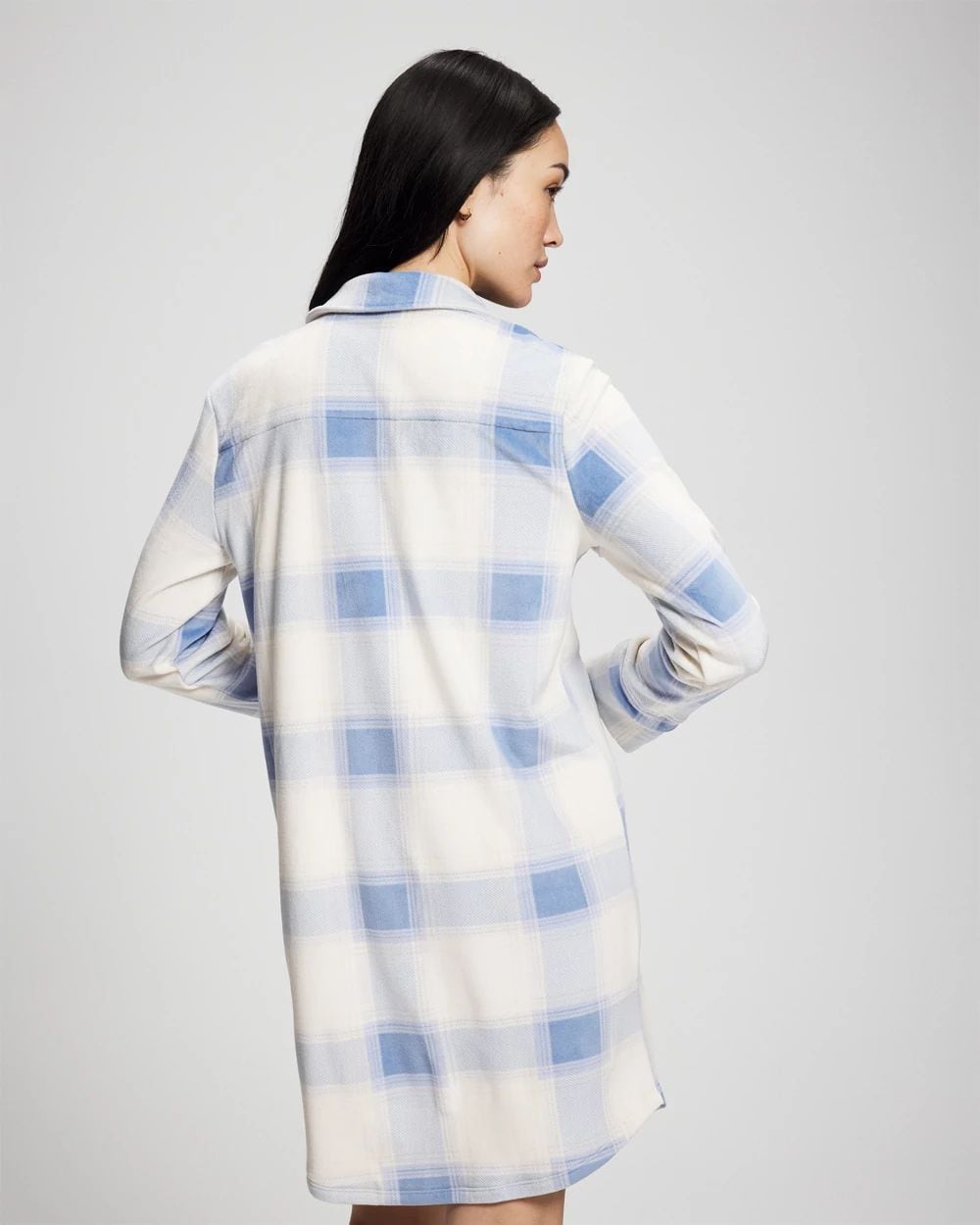 Microfleece Long-Sleeve Notch Collar Sleepshirt