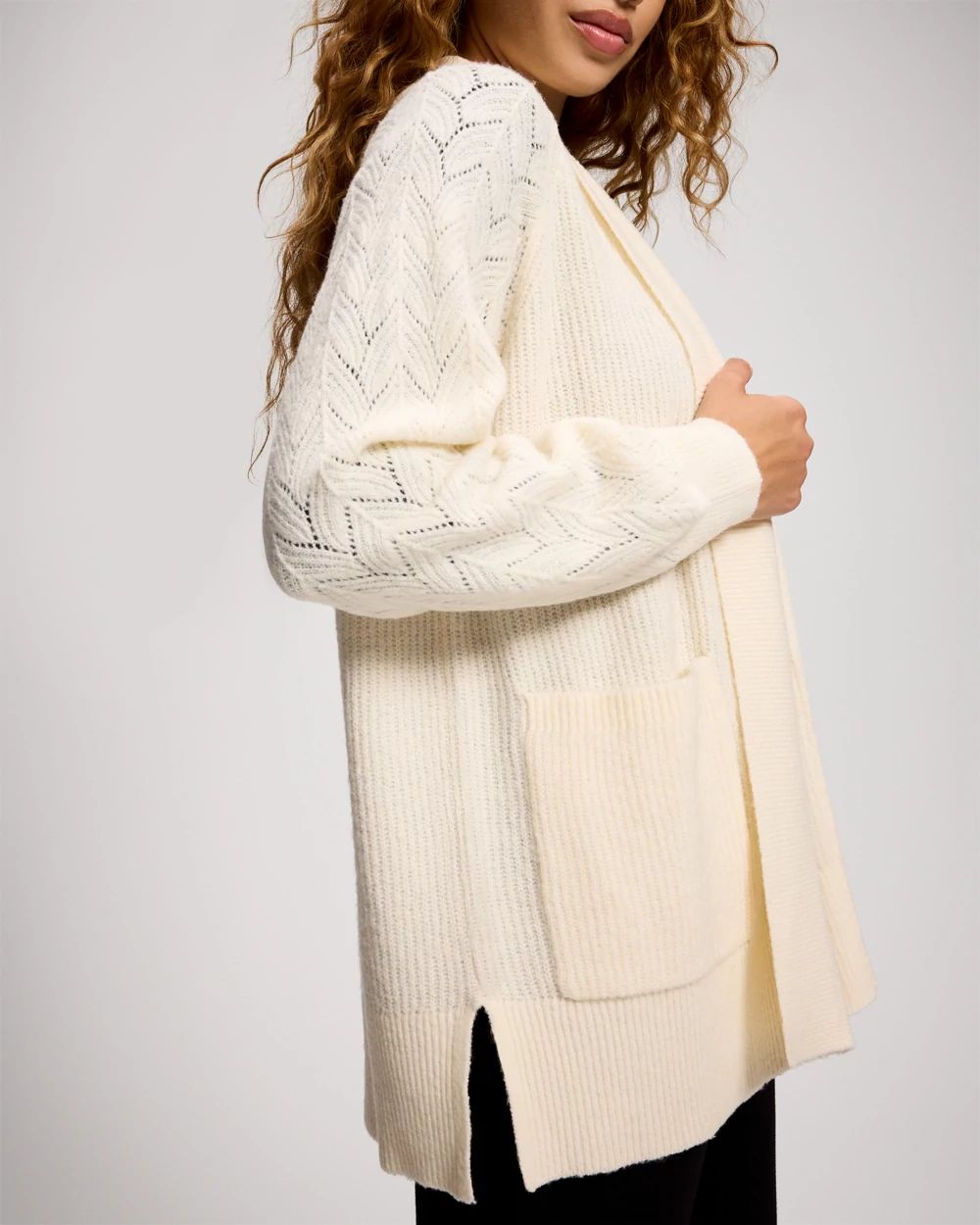 Pointelle Long Sleeve Wrap click to view larger image.