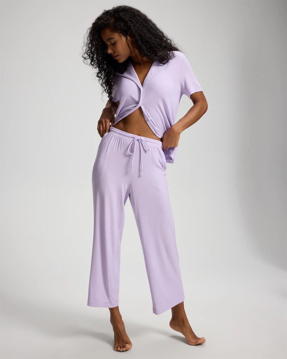 Rib Cropped Pajama Pants