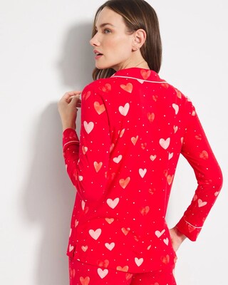 Long-Sleeve Printed Notch Collar Pajama Top click to view larger image.