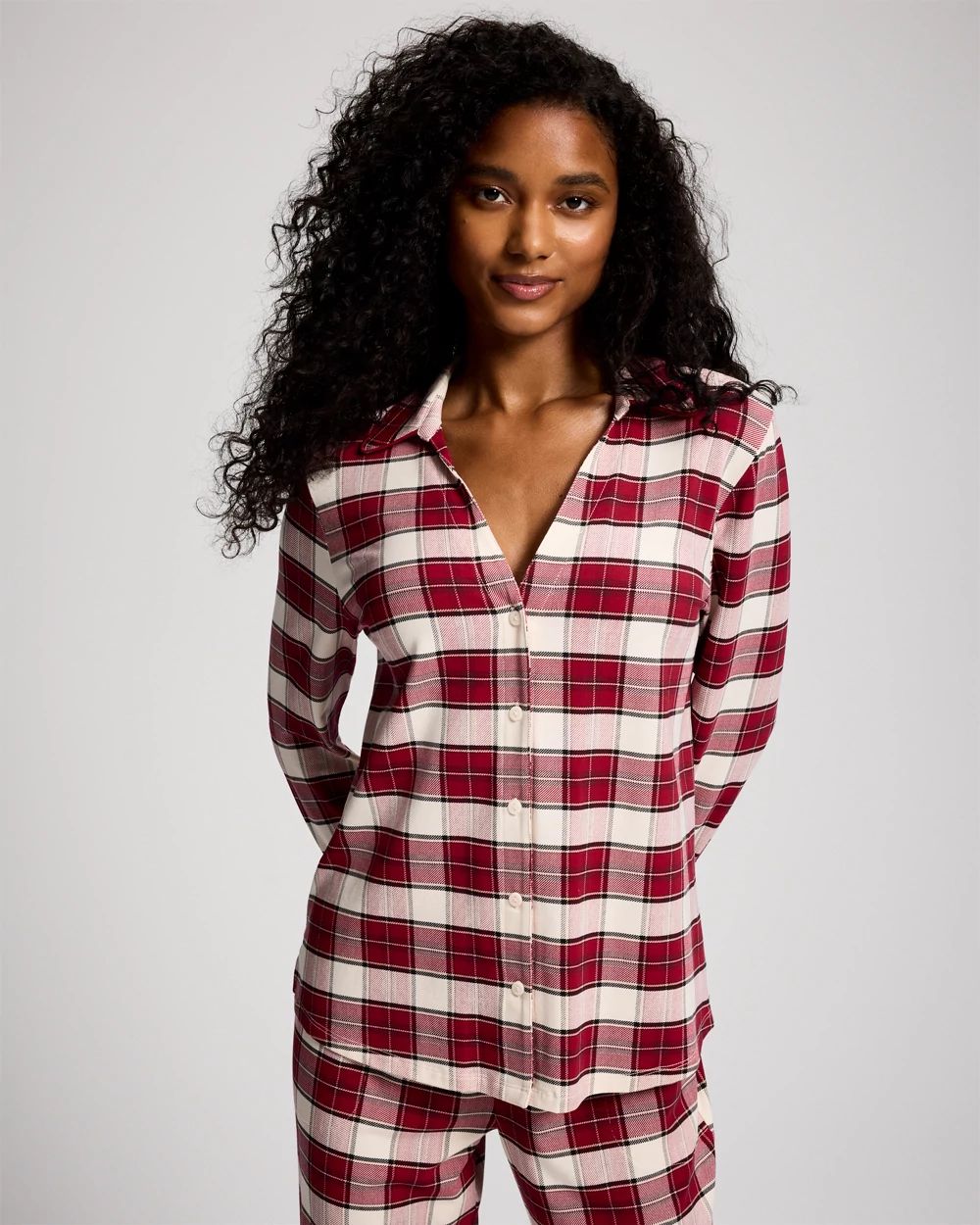 Embraceable Long-Sleeve Notch Collar Pajama Top