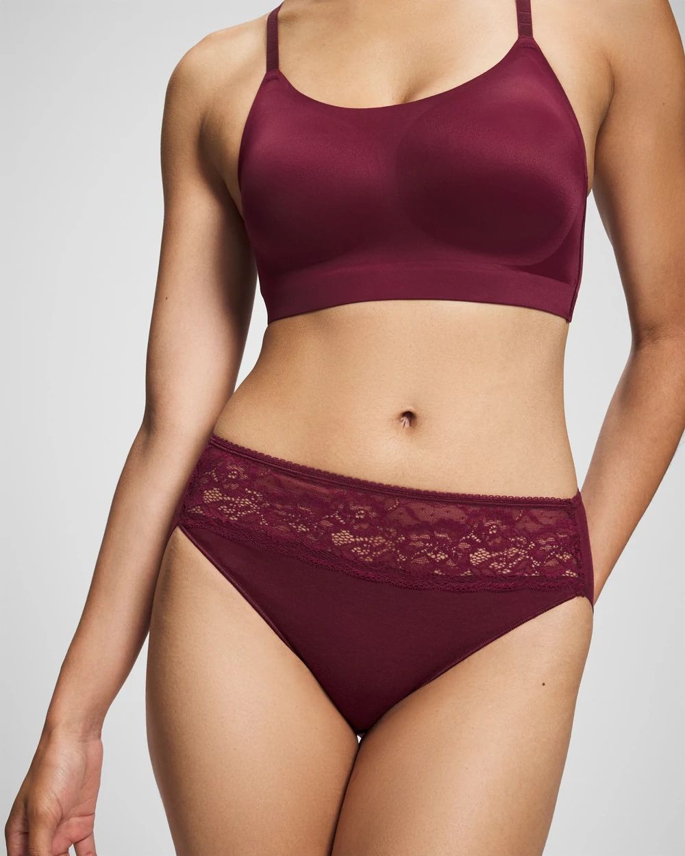 Vanishing Edge Cotton Blend High-Leg Panty with Lace