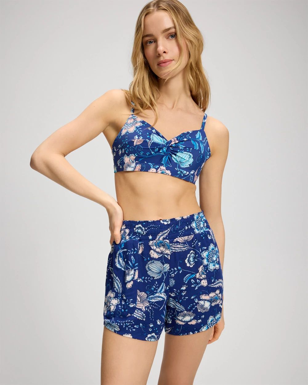 Soma Swim Rayon Crepe Smocked Waist Swim Coverup Shorts