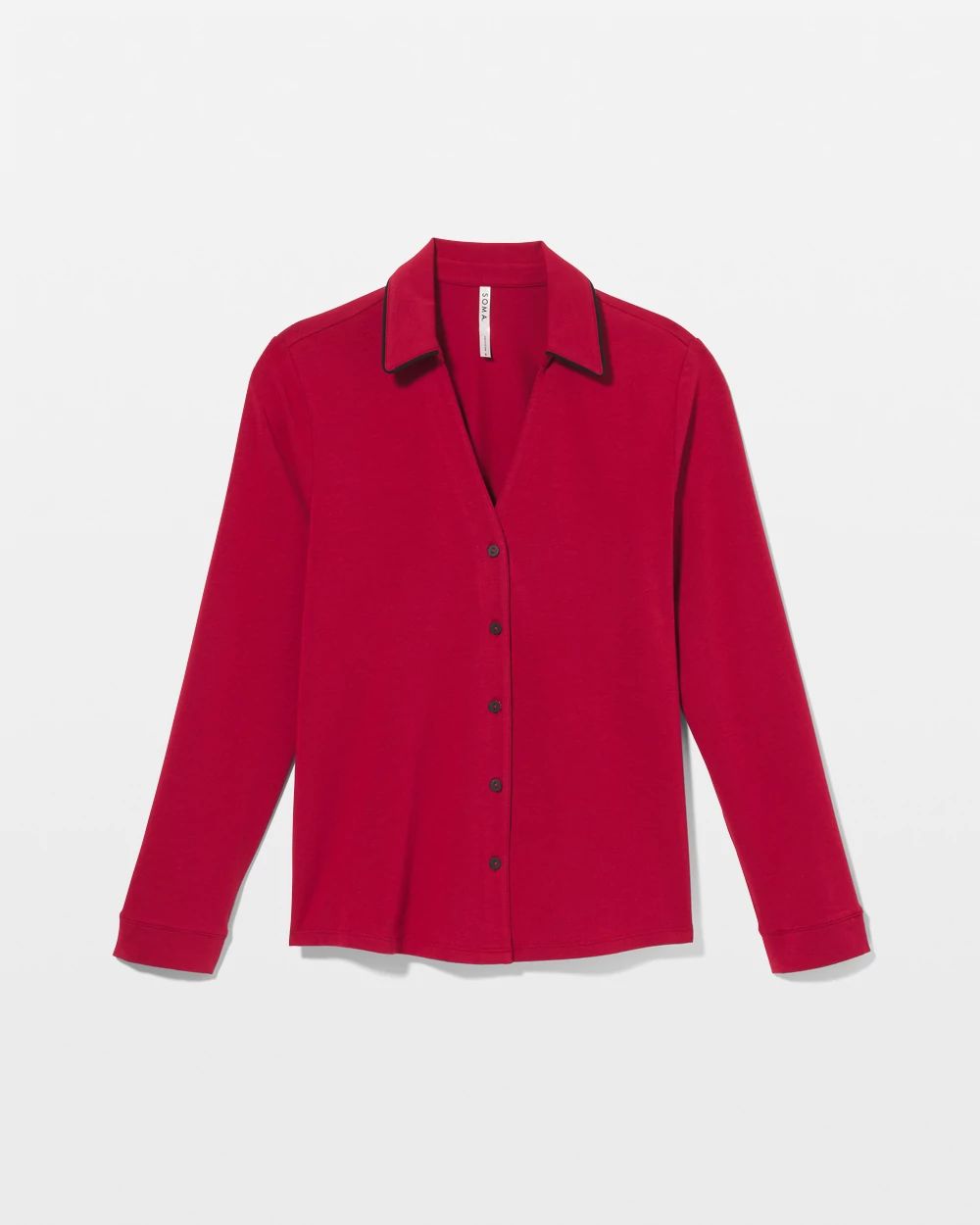 Long-Sleeve Notch Collar Pajama Top click to view larger image.