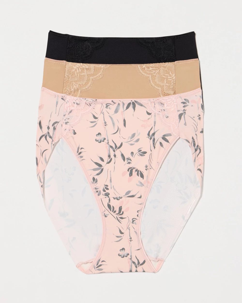 High-Leg Brief Panty with Lace 3 Pack
