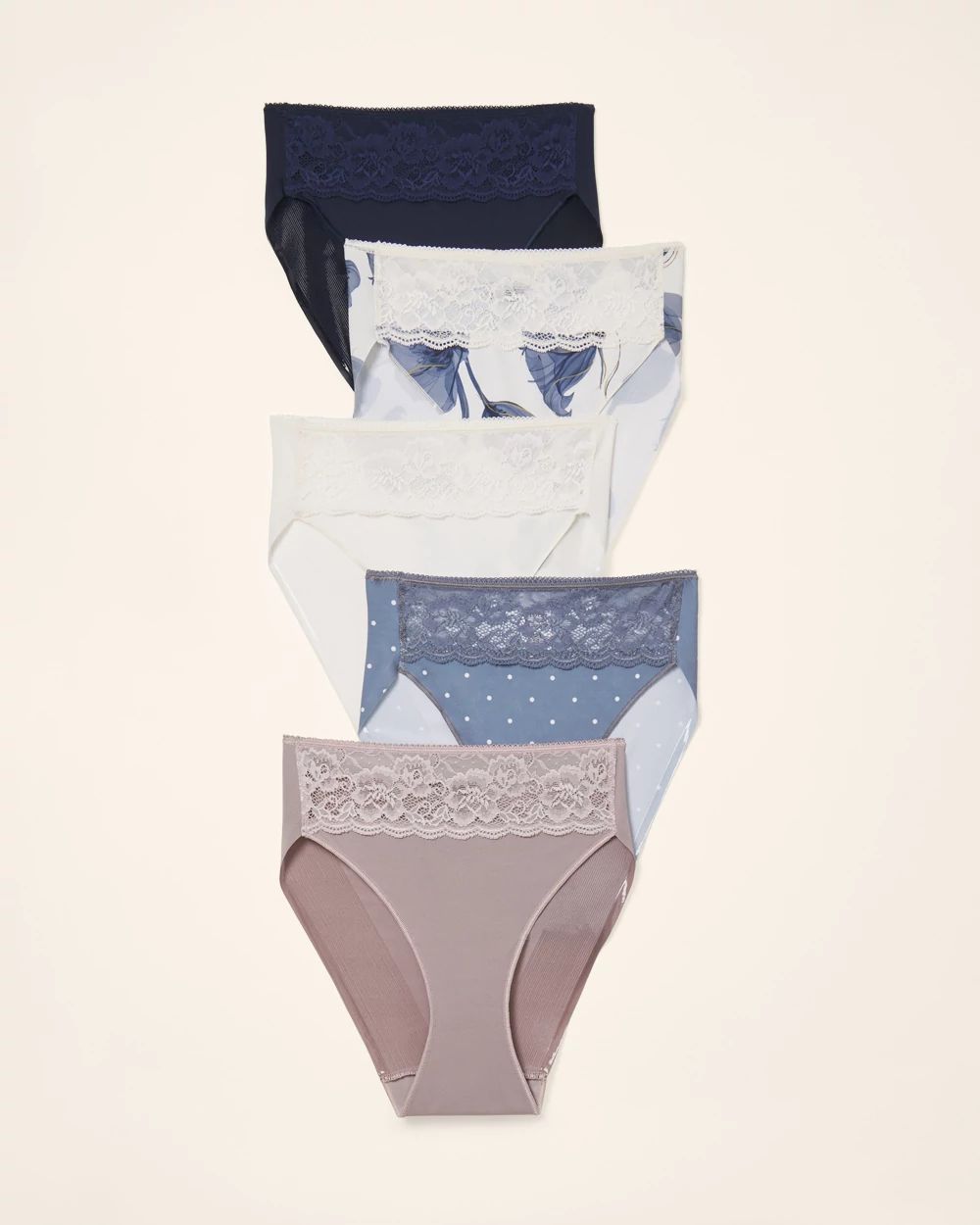 Edge High-Leg Brief Panty with Lace 5 Pack