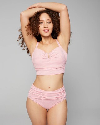 Seersucker V-Wire Cropped Bikini click to view larger image.