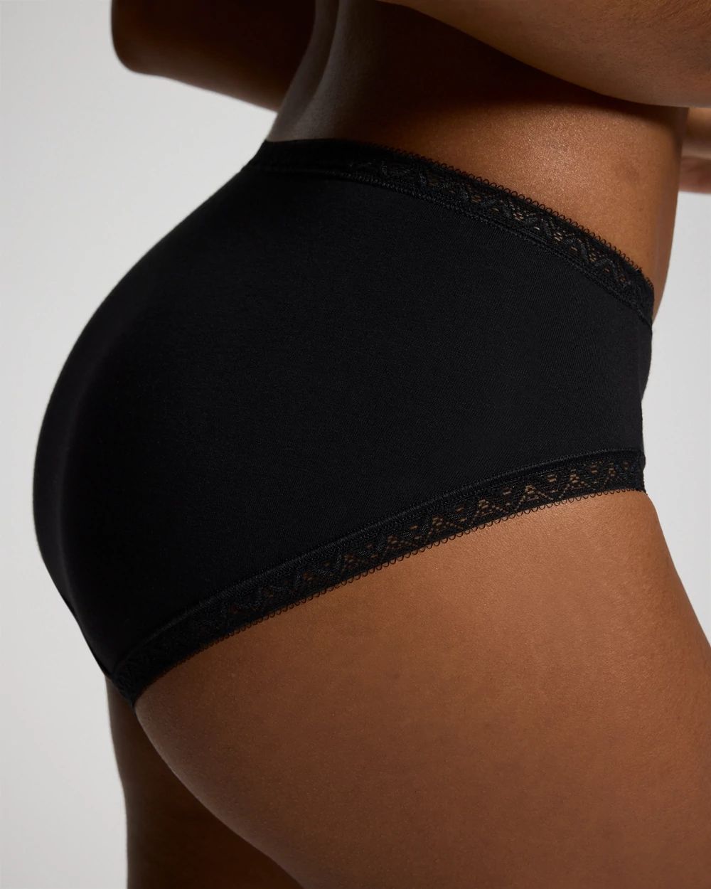 Cotton High-Leg Brief Panty with Lace Trim click to view larger image.