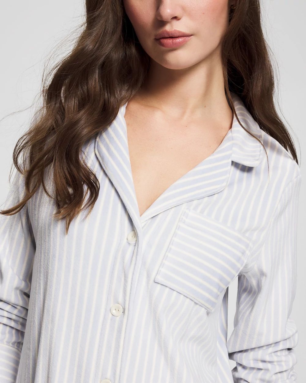 Long-Sleeve Notch Collar Sleepshirt click to view larger image.