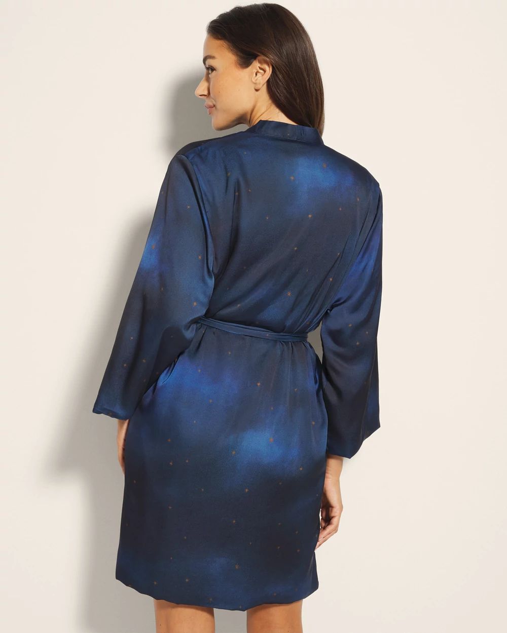 Satin Reversible Short Robe with Plush Interior