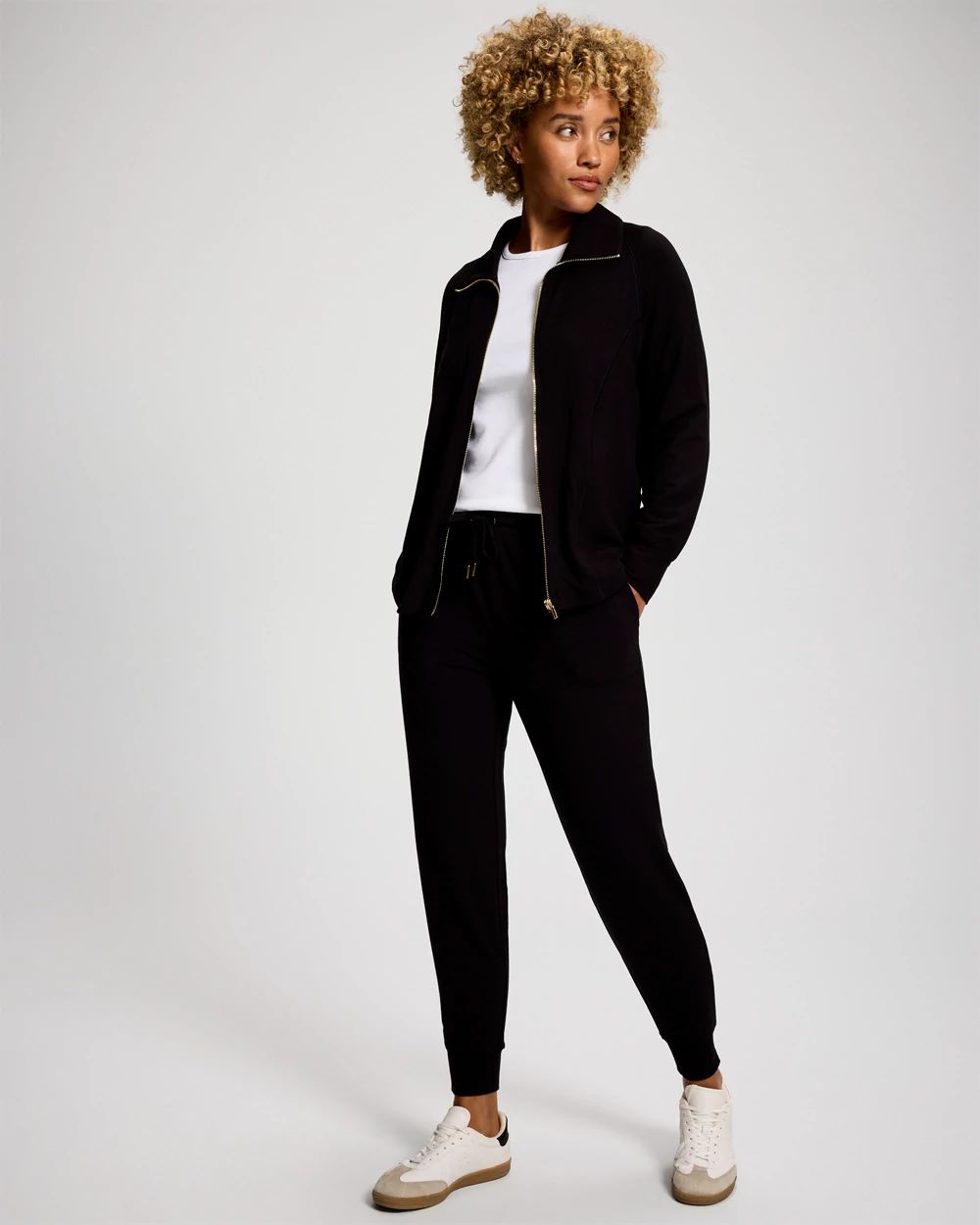 Ultra Soft Jersey Funnel Neck Zip Jacket click to view larger image.